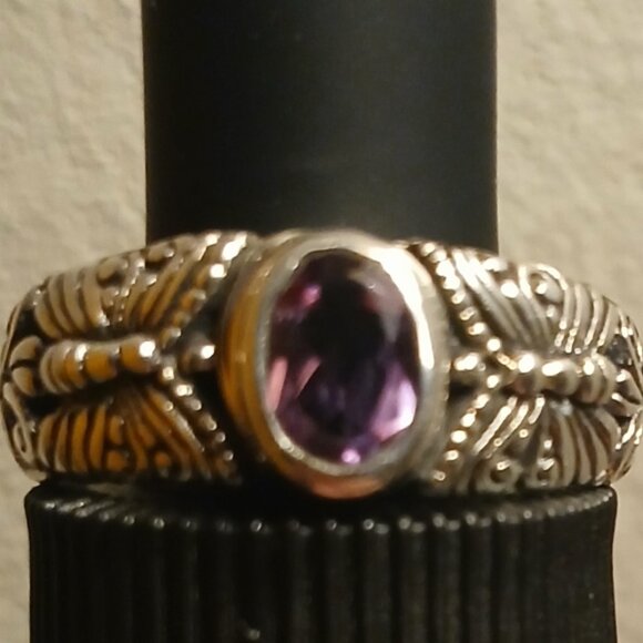Sterling Silver Butterfly Amethyst Ring - Picture 1 of 12